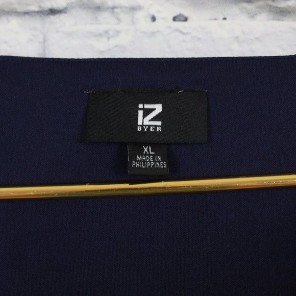 IZ BYER Navy Halter V Neck Ruffle Belted Faux Wrap Rustic Dress Size XL - Picture 7 of 10